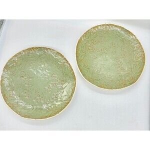 Set of 2 All’asta Green Dessert Salad Appetizer Lunch Plates